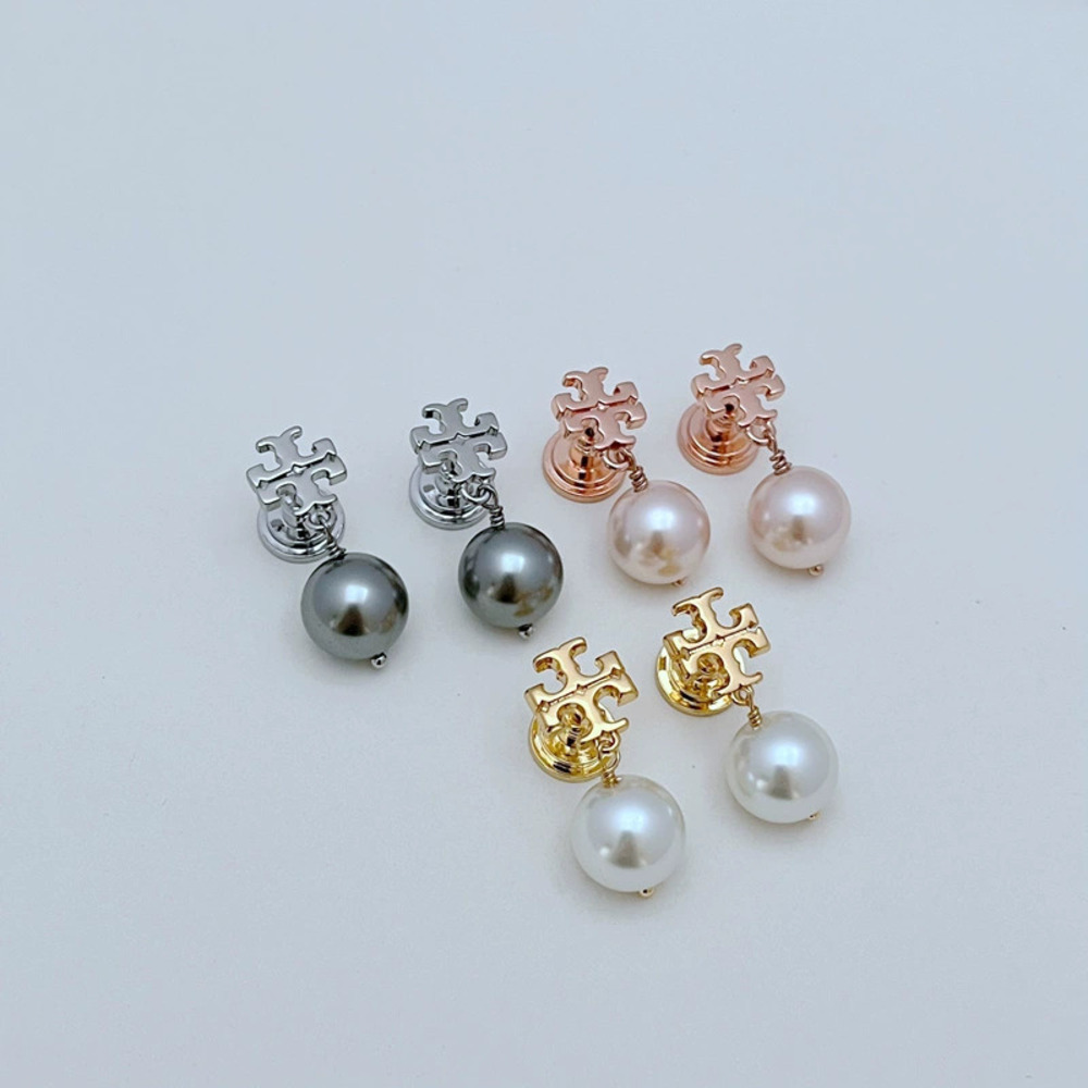 Tory Burch Gold Plated Faux Pearl Multicolor Drop Earrings